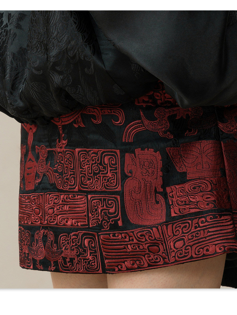 Sanxingdui Hand Embroidered Midi Skirt