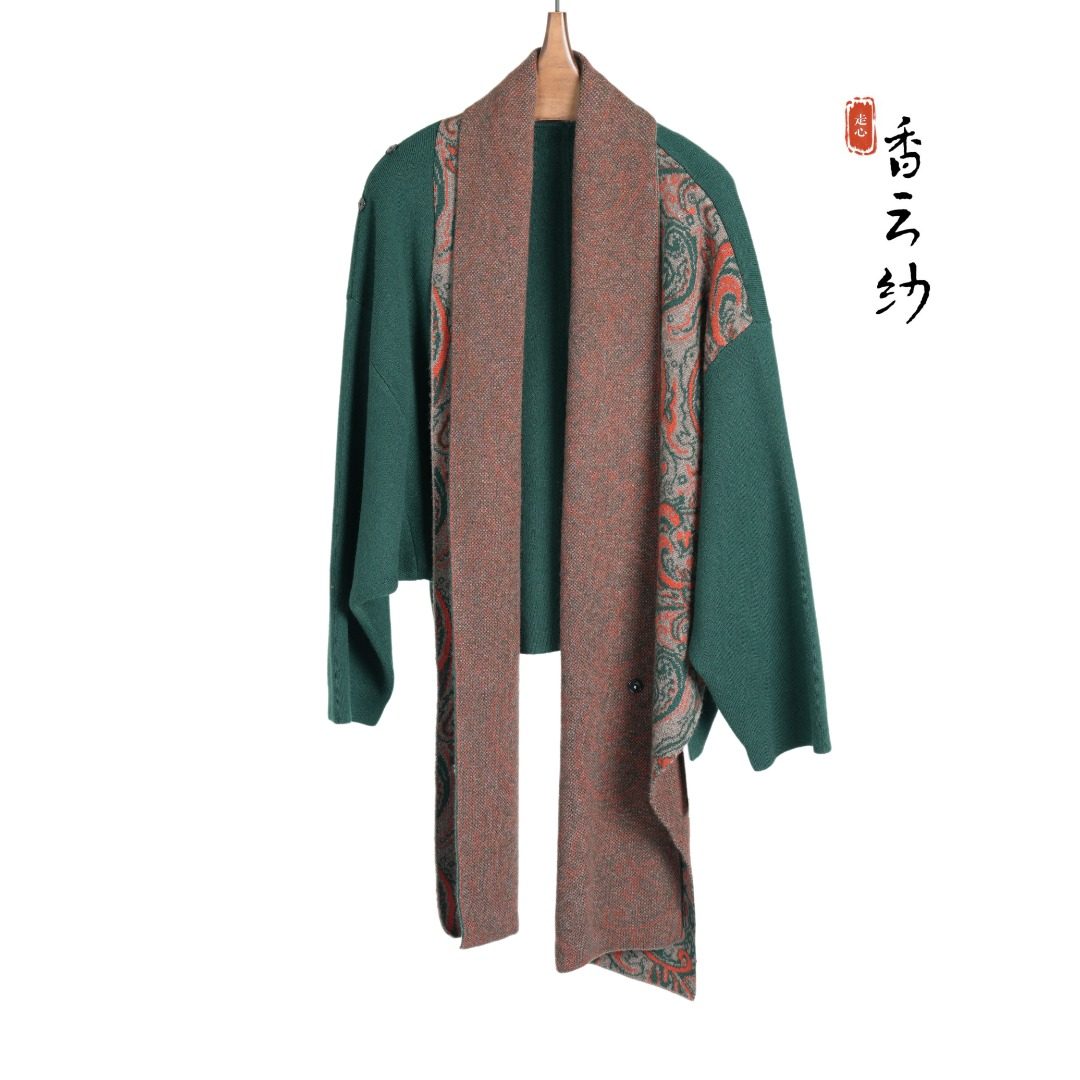 Oriental Chinese Motif Cashmere Cardigan – Soft Luxury Knit Sweater