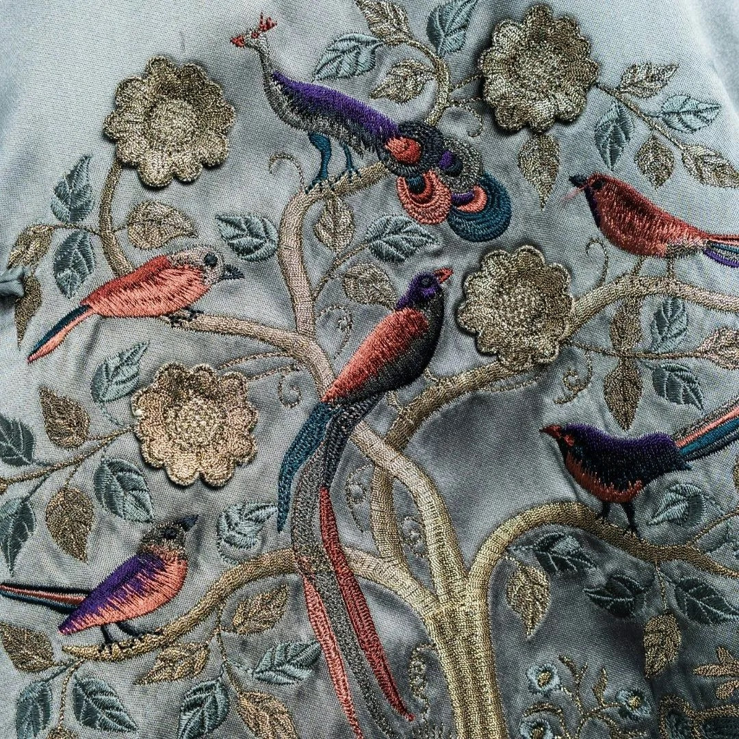 Luxury Celadon Silk Peony Embroidered Vest- 26ZMJ6566