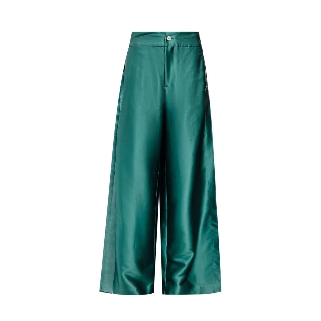 Luxury Spliced Silk Palazzo Pants- 26Y07901