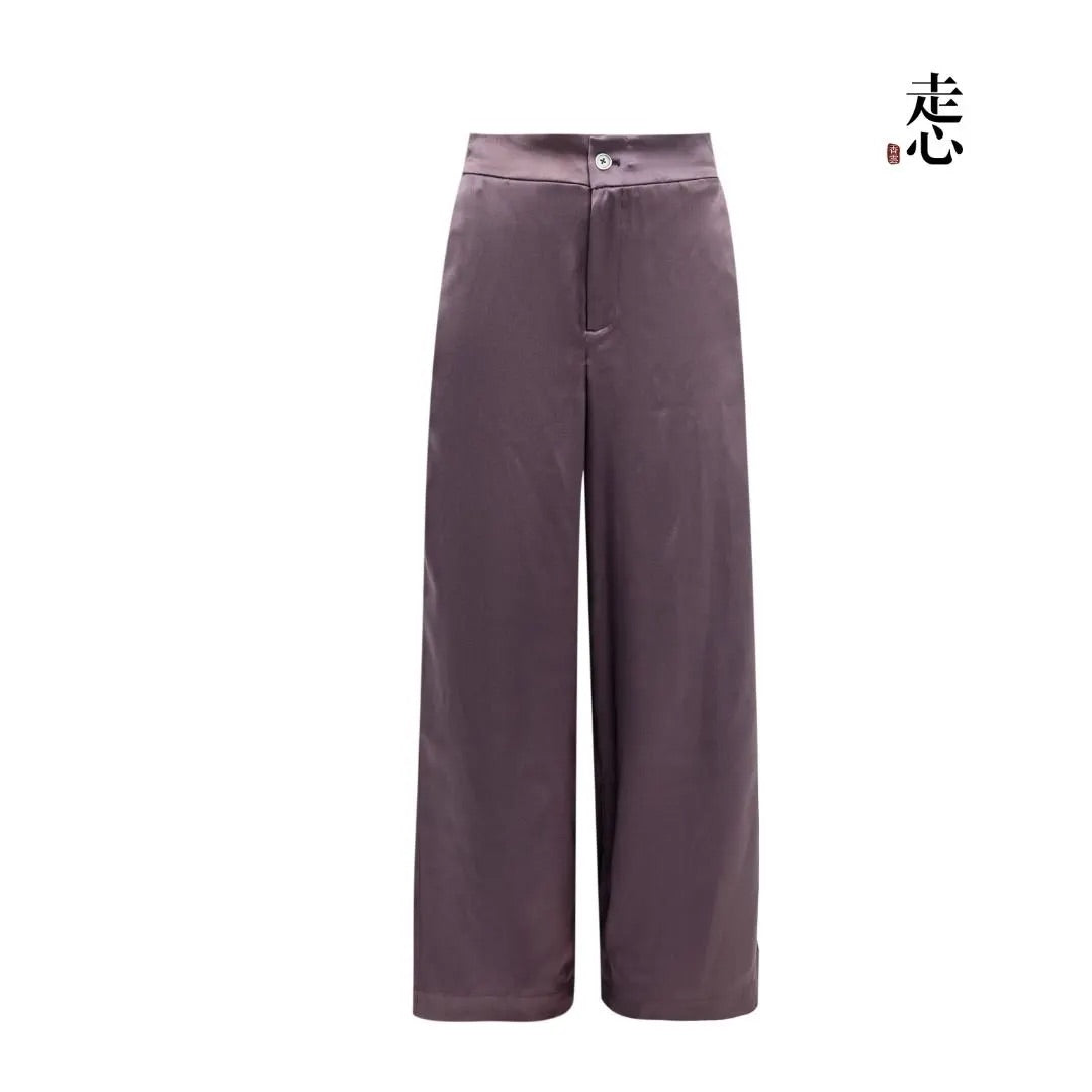 Luxury Spliced Silk Palazzo Pants- 26Y07901