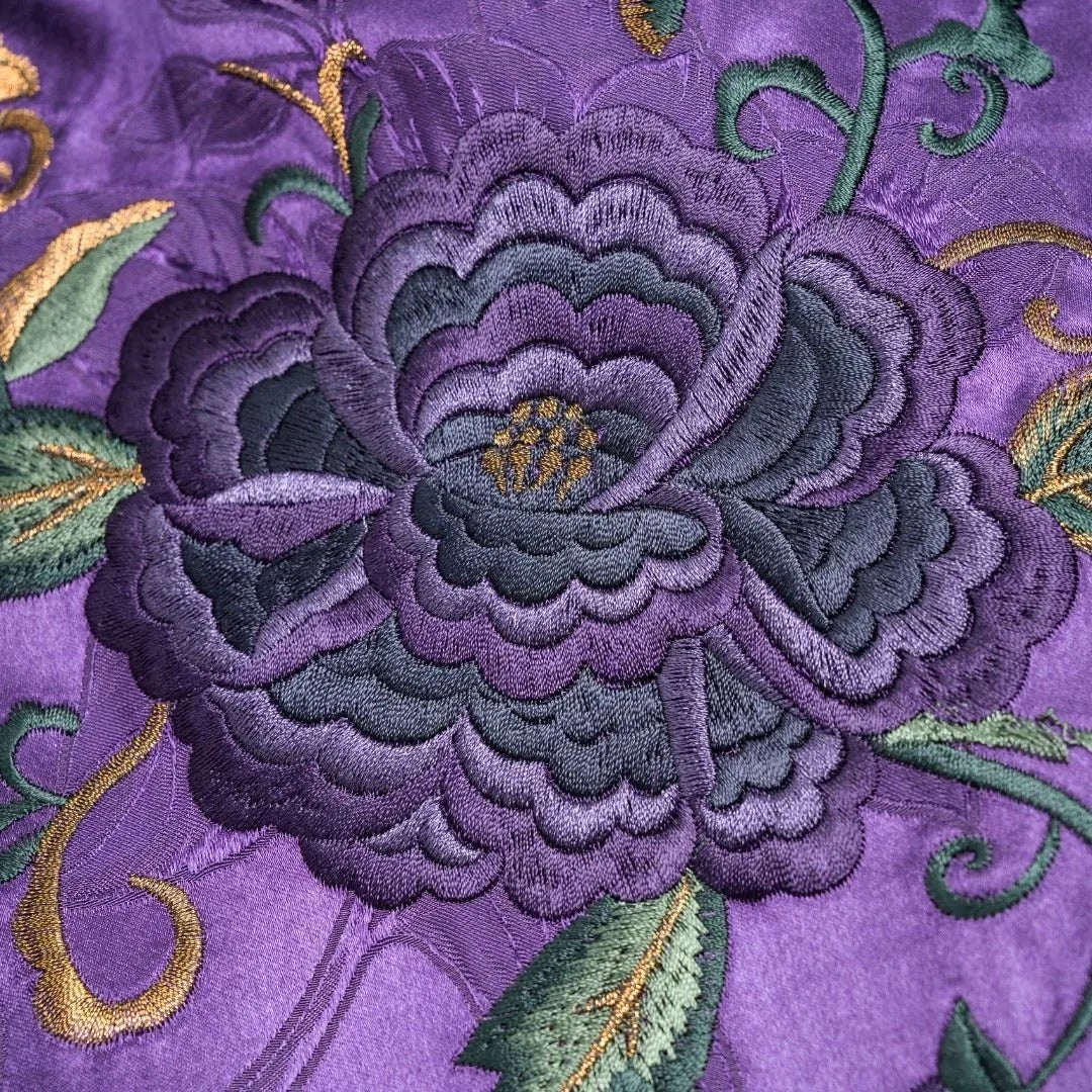 Luxury Imperial Violet Silk High-Neck Top-25ZCS6091