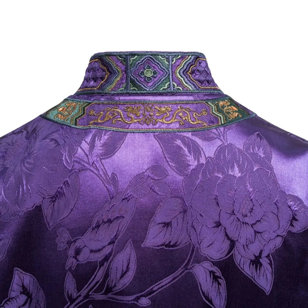 Luxury Imperial Violet Silk Mandarin Jacket-25ZWT6089