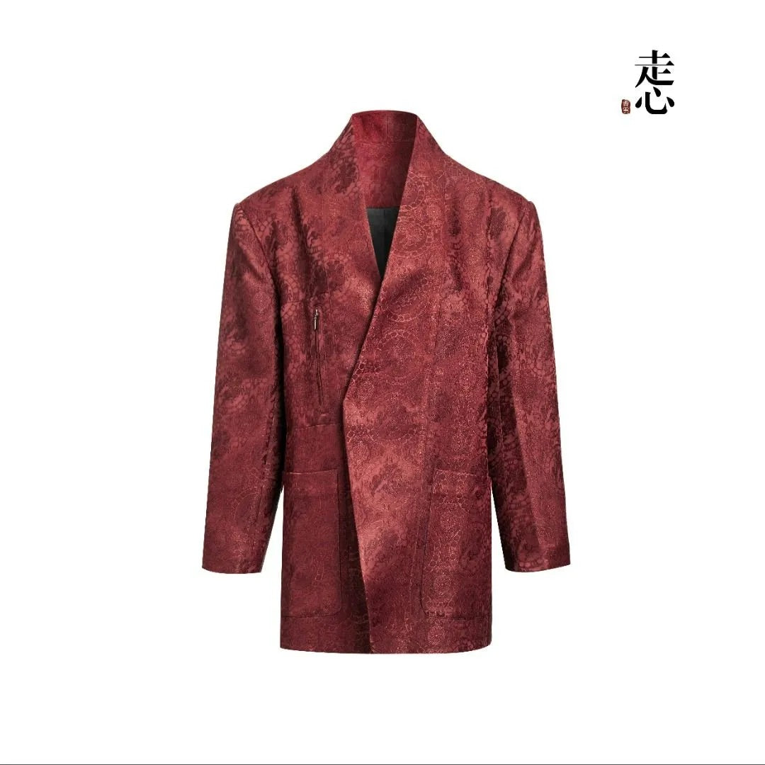 Luxury Red Song Brocade Silk Blazer-25M66024