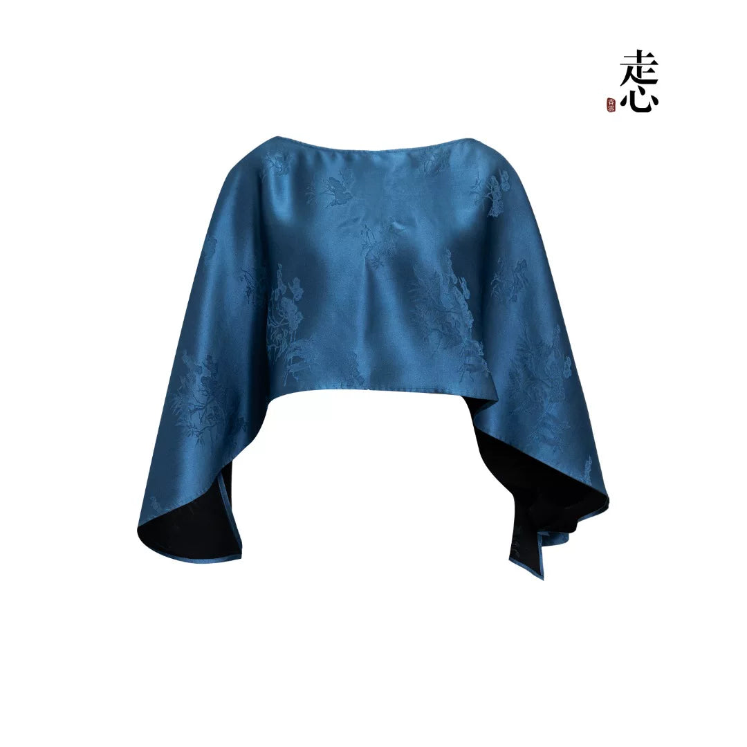 Luxury Azurite Silk Jacquard Cloud Capelet-26M66172