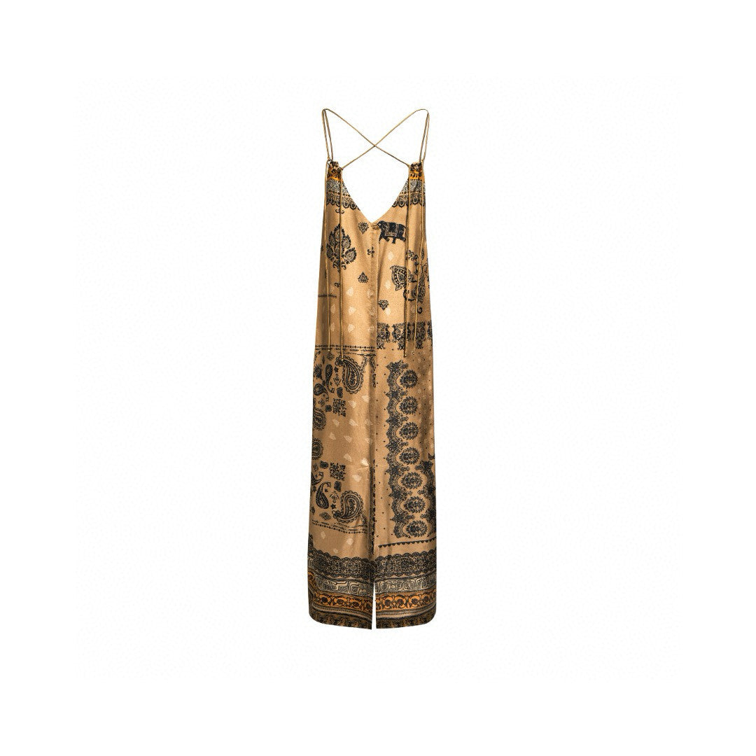 Luxury Paisley Silk Slip Maxi Dress