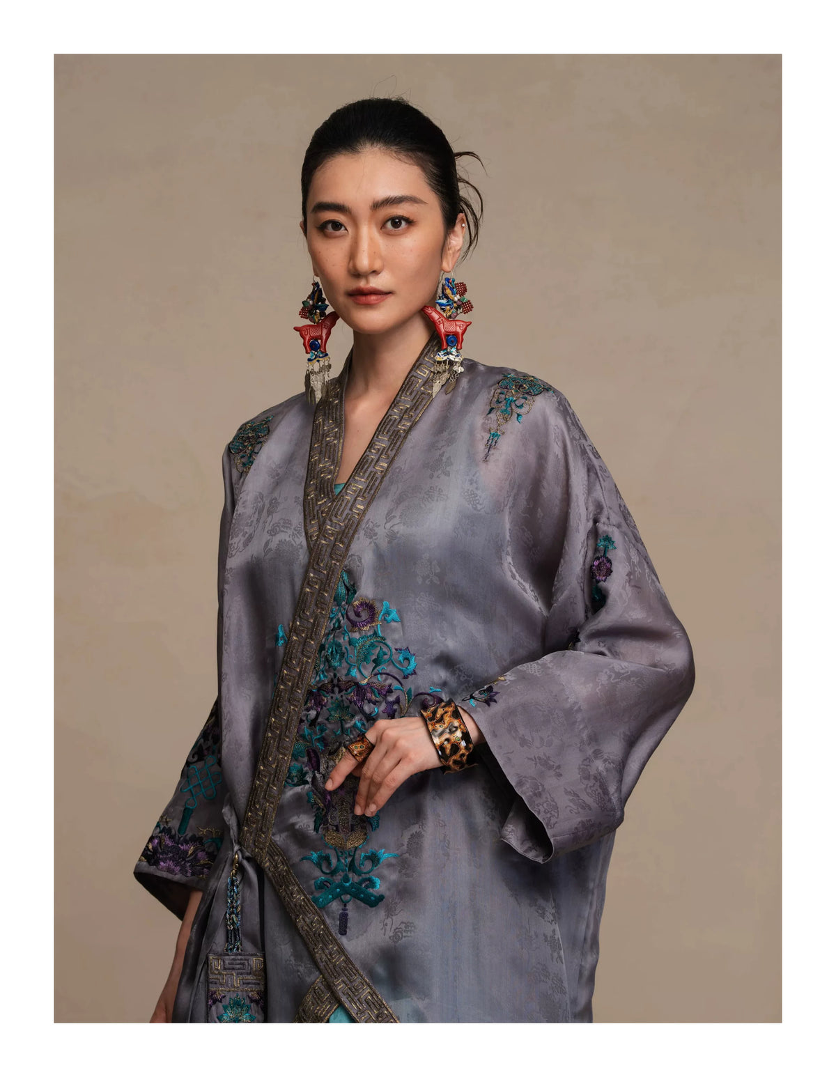 Luxury Silk Organza Porcelain Cardigan- 26Y06901