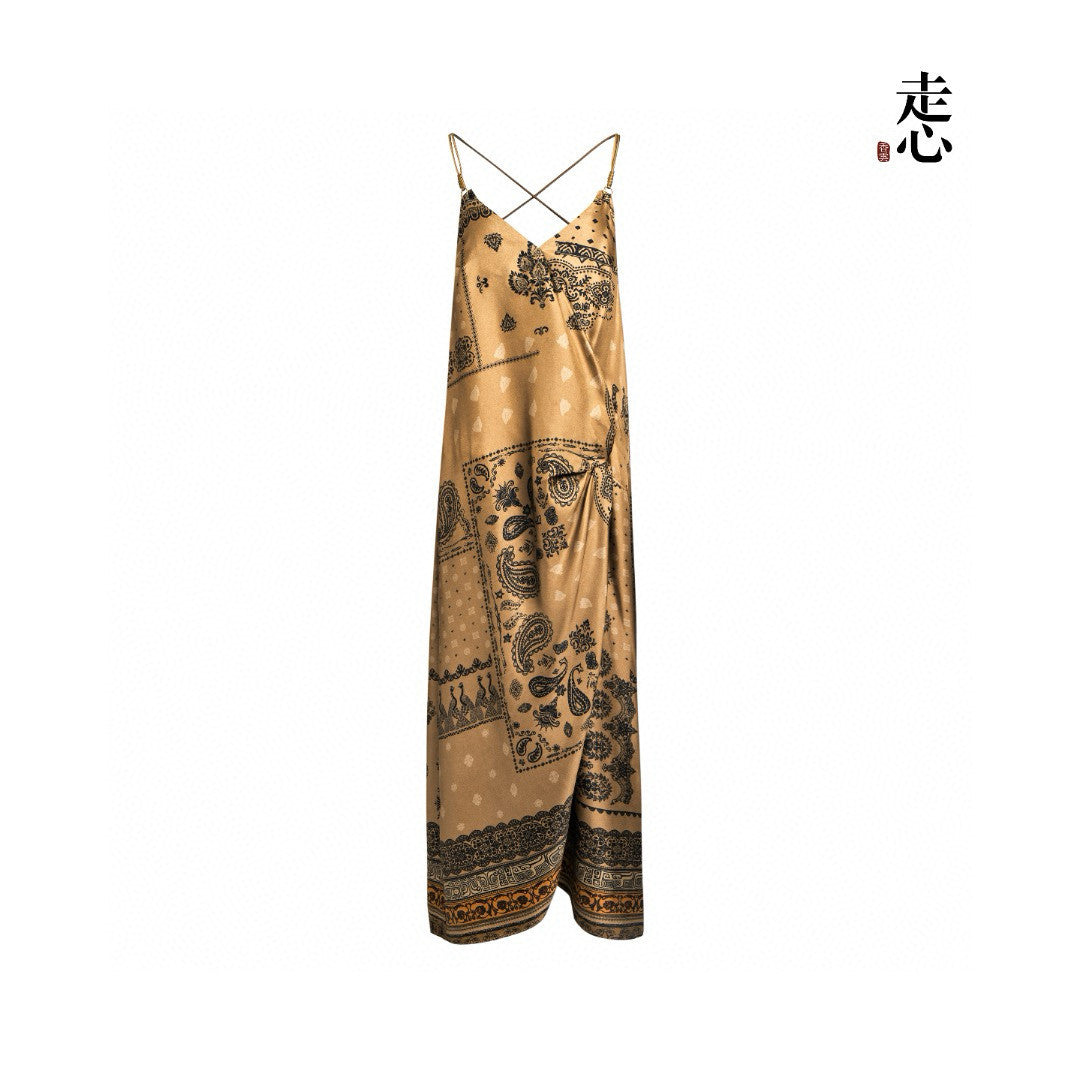 Luxury Paisley Silk Slip Maxi Dress