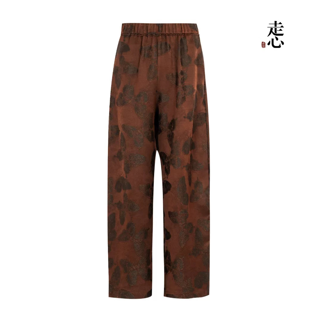Luxury Brown Silk Wide-Leg Palazzo Pants-26Z26411429