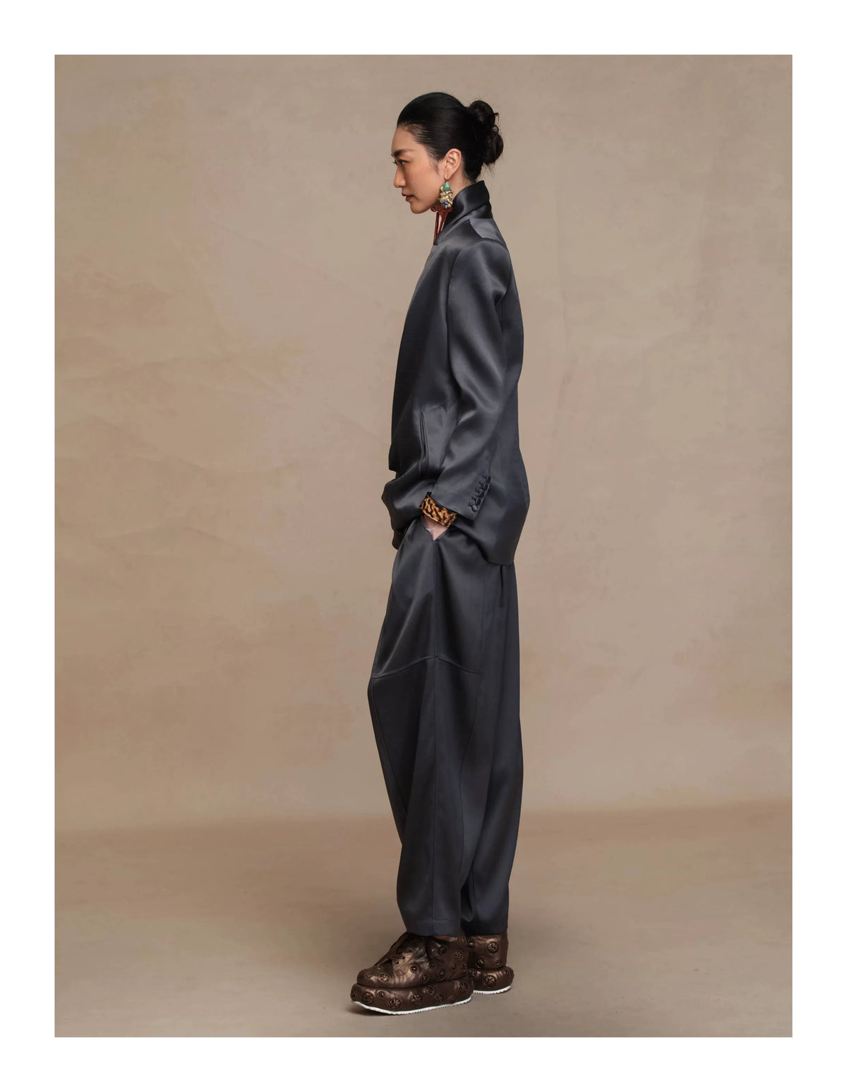 Luxury Grey Heavy Silk Drop-Crotch Pants-26Z76211429