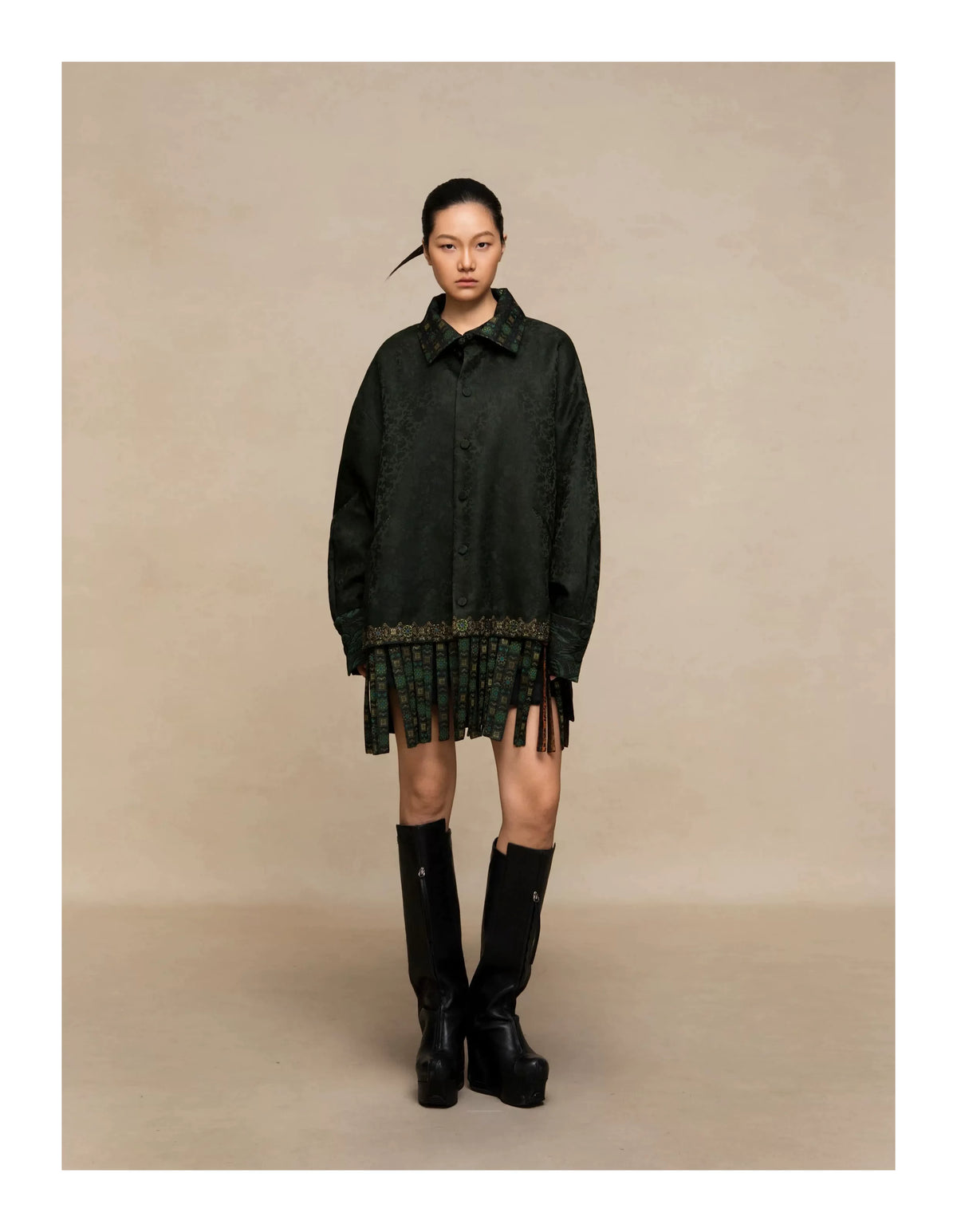 Luxury Vermilion Song Brocade Fringe Jacket-25Z25501
