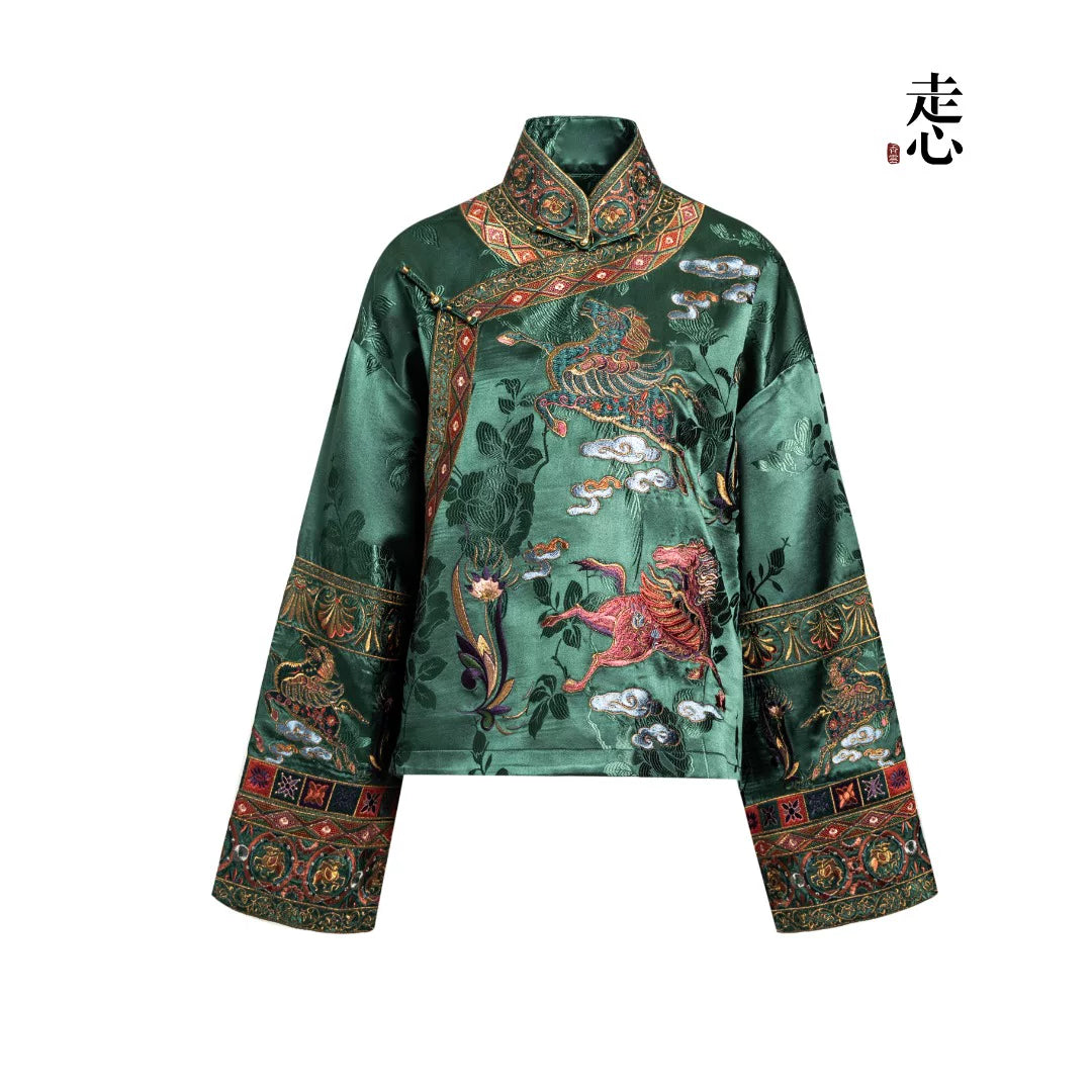 Luxury Purple Pegasus Silk Brocade Jacket-26ZX8026