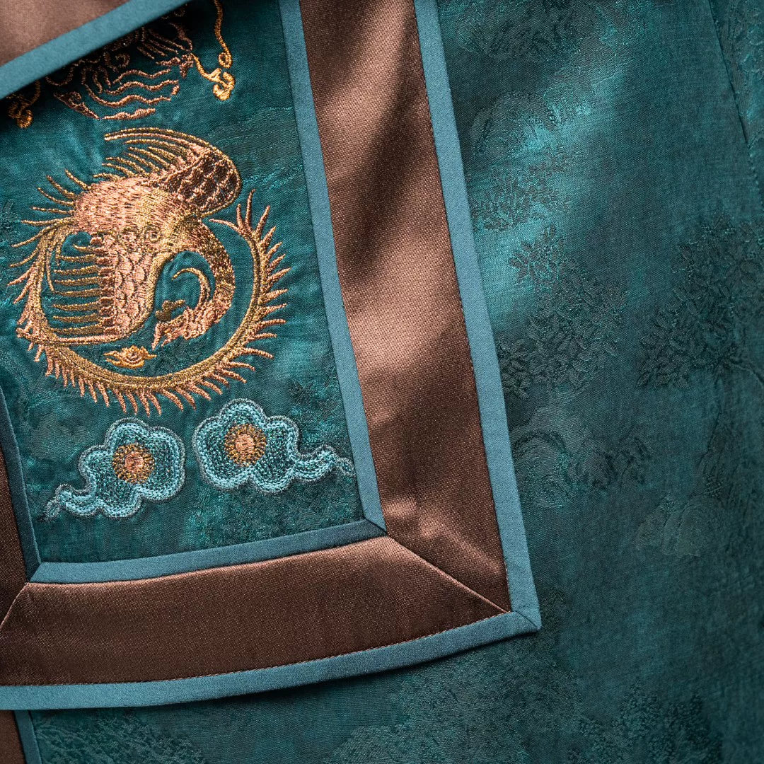 Luxury Peacock Silk Phoenix Coronet Skirt-25ZDQ5790