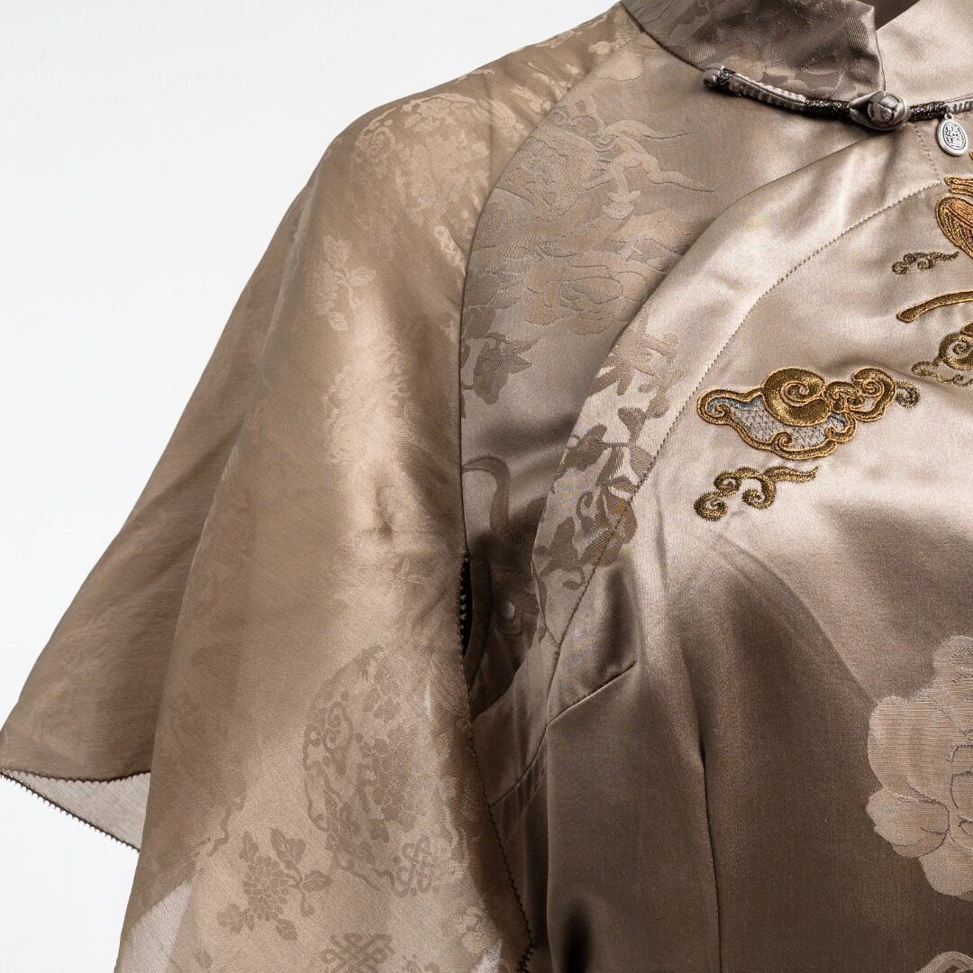 Luxury Dunhuang Flying Horse Gambiered Silk Maxi Dress-26Y05501