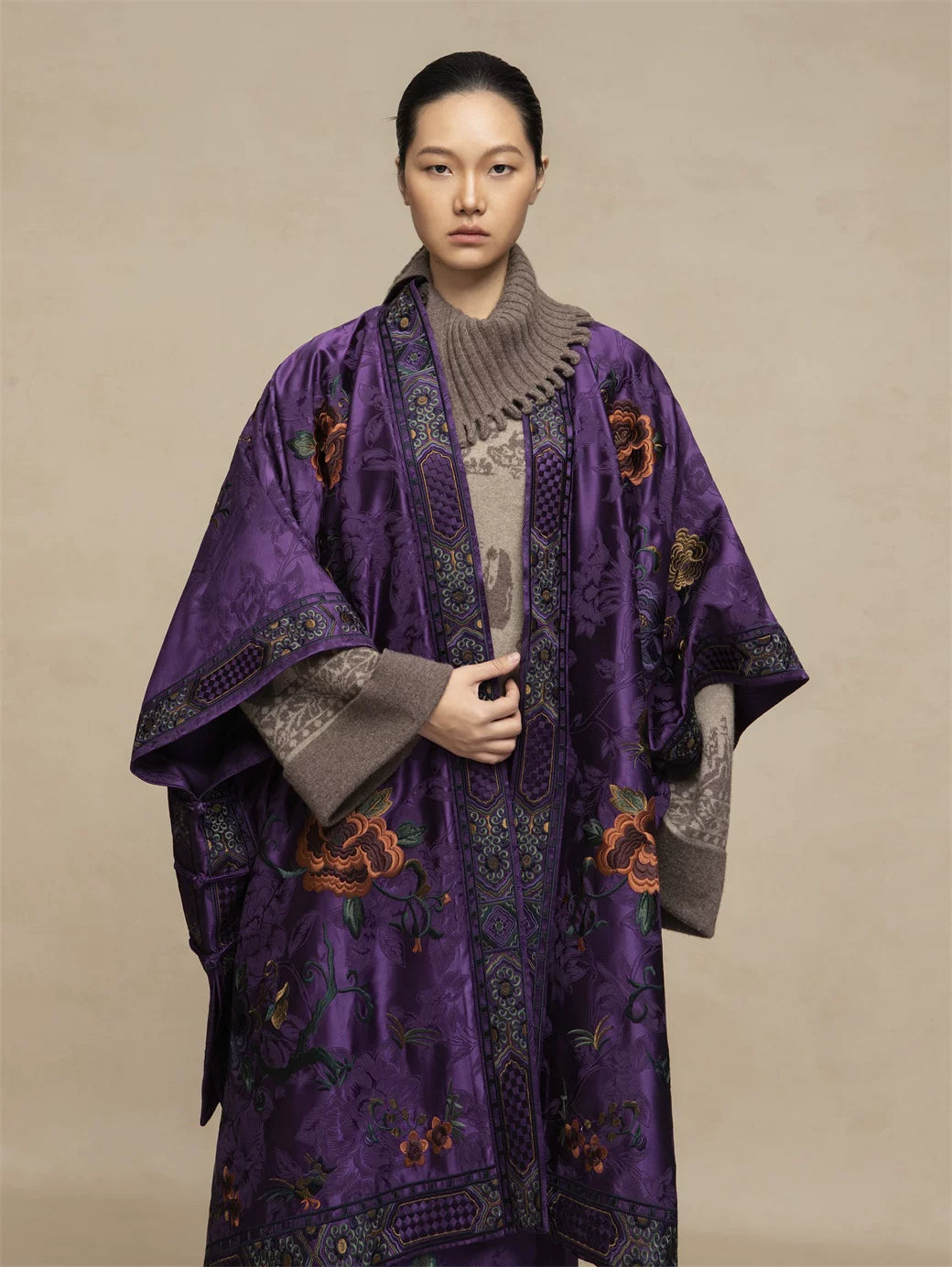 Luxury Violet Silk Kasaya Jacket-25ZWT6093