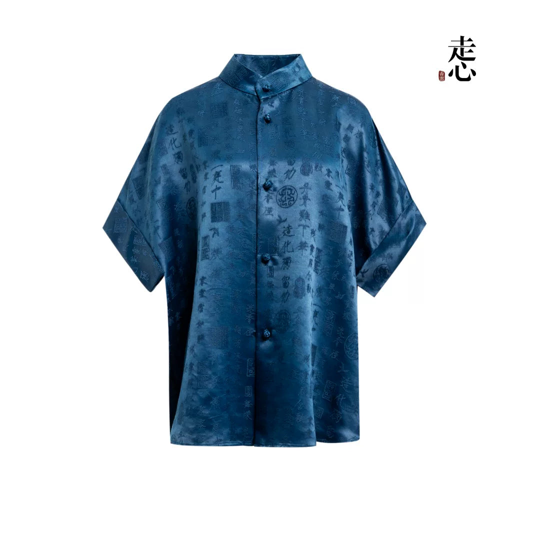 Luxury Black Twelve Ornaments Silk Shirt-26Z76212199