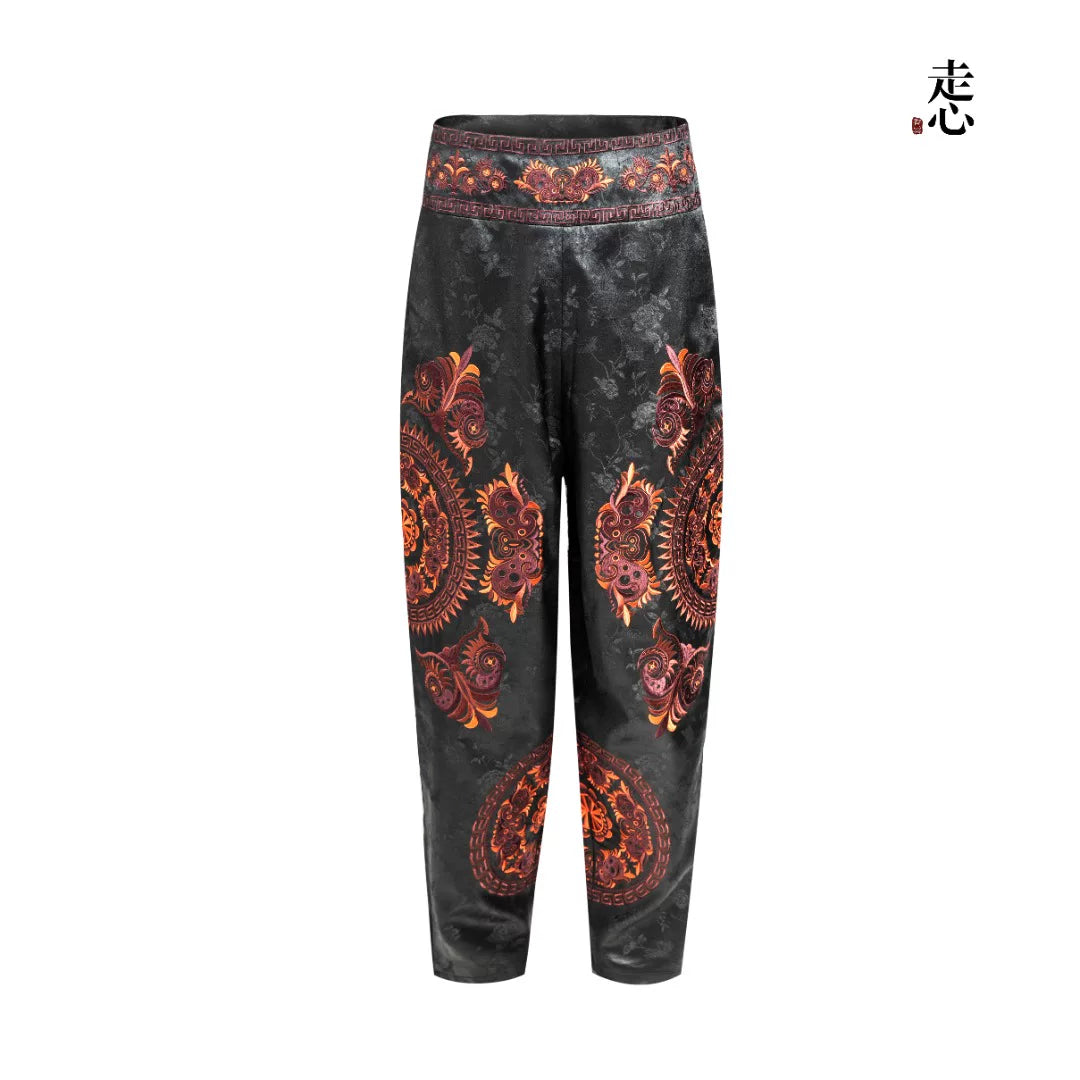 Luxury Silk Harem Pants Butterfly Mother-25ZKZ5995
