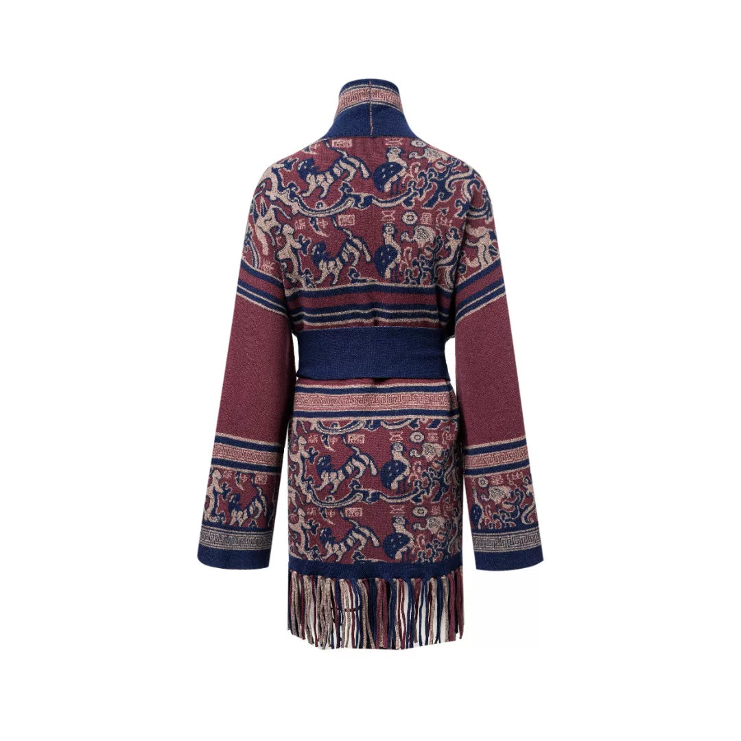 Luxury 1200g Cashmere Jacquard Robe Coat-25ZX2532-1