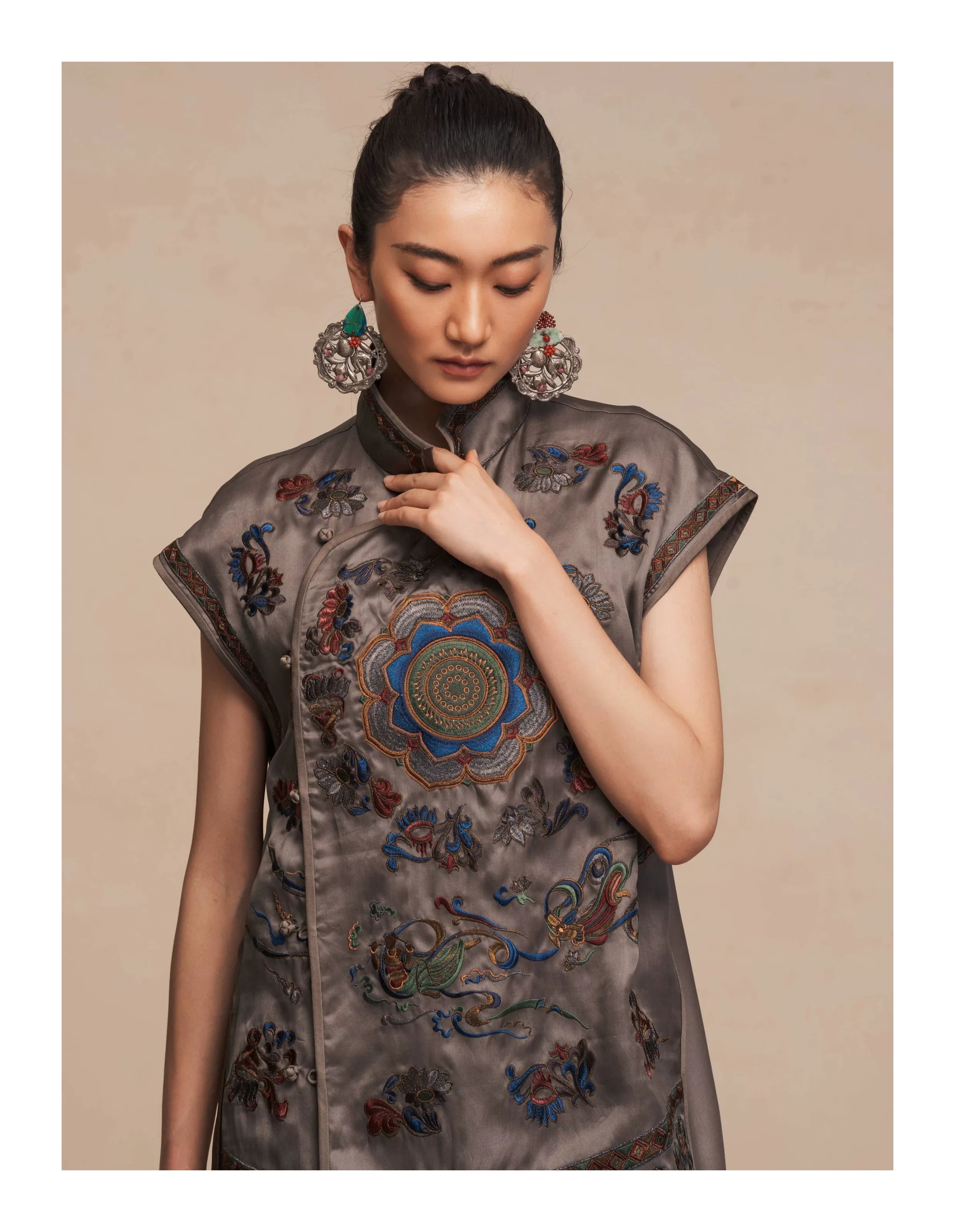 Luxury Silk Vest Dunhuang Lotus Caisson-26ZCS6297
