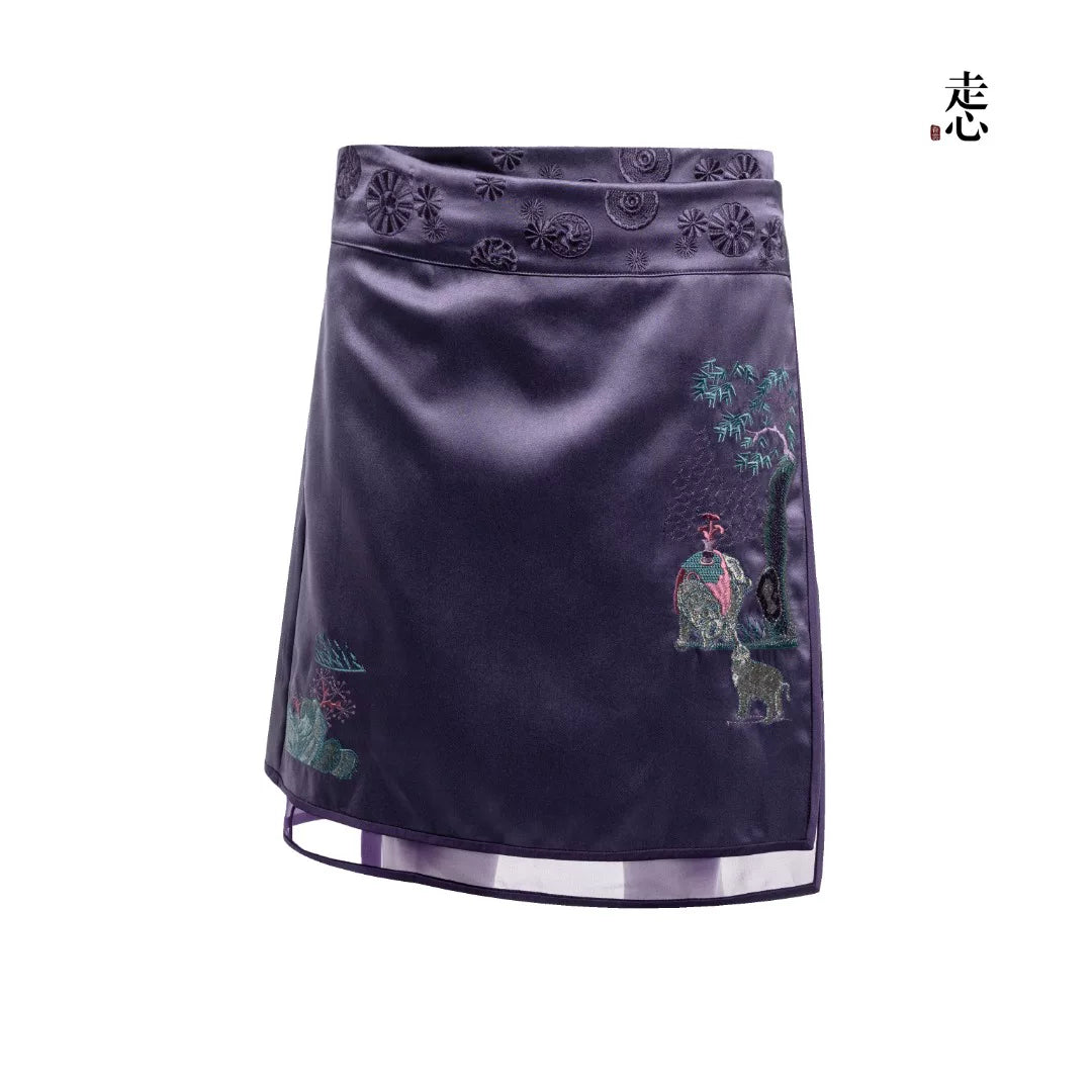 Luxury Twelve Ornaments Silk Wrap Skirt-26ZDQ6634