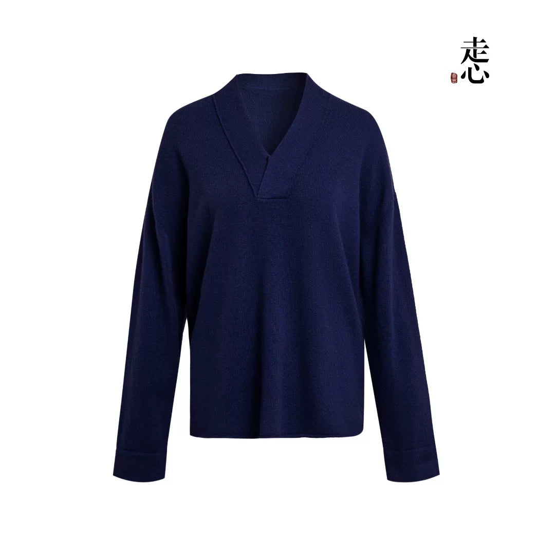 Luxury 290g Pure Cashmere V-Neck Sweater-26ZX2606