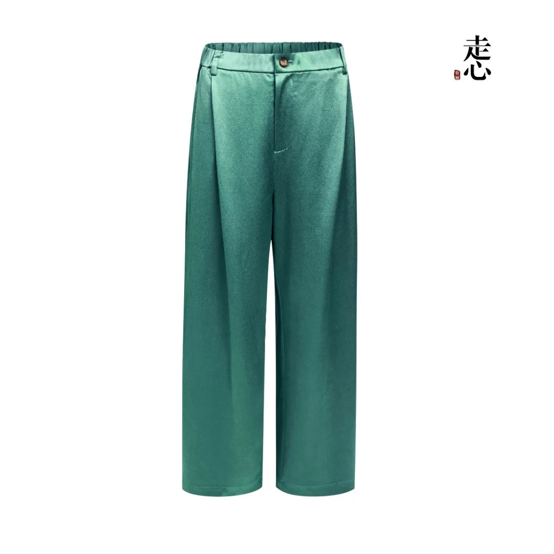 Luxury Glacial Silver Heavy Silk Palazzo Pants-25Z26311599