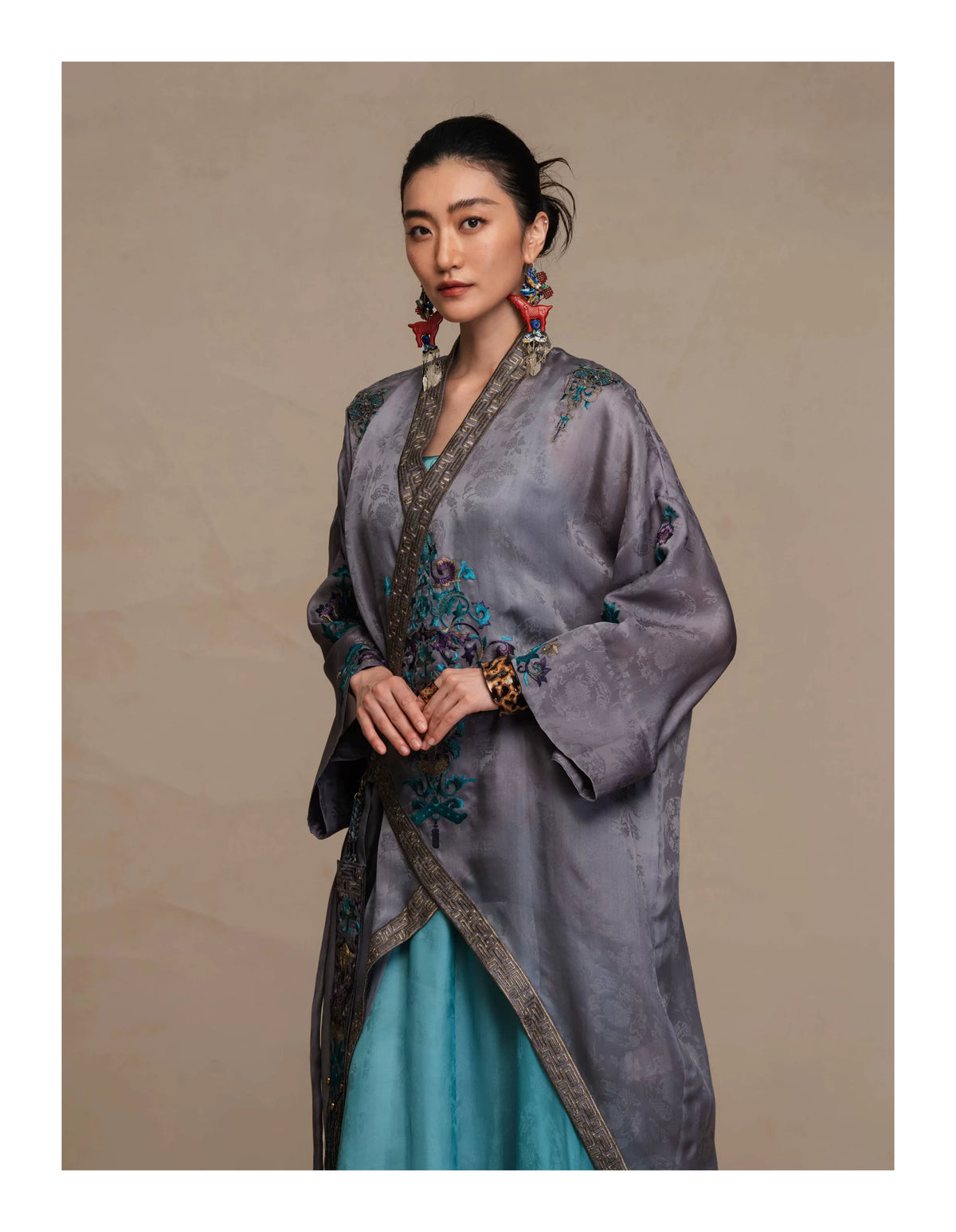 Luxury Silk Organza Porcelain Cardigan- 26Y06901