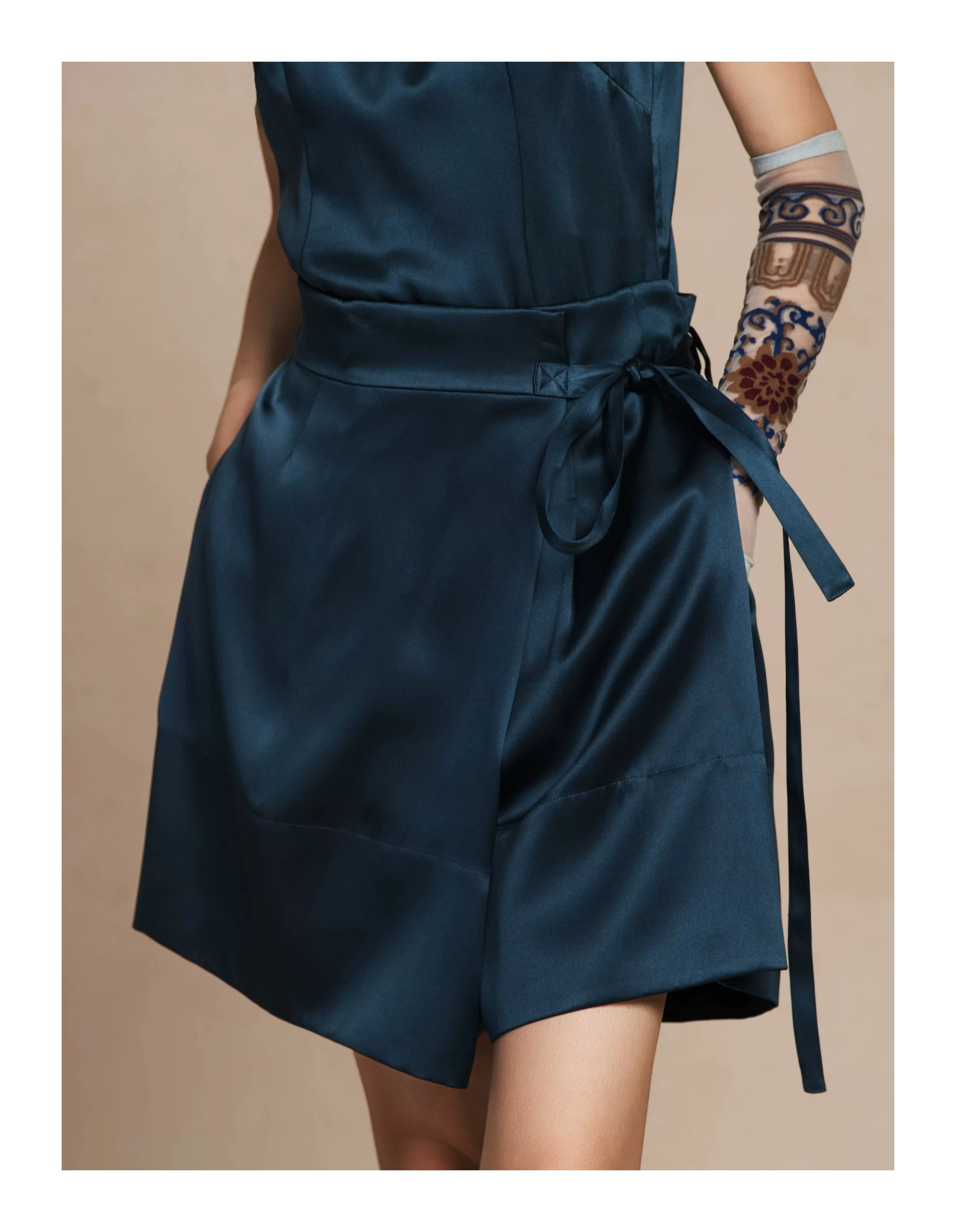 Luxury Heavy Silk Wrap Skort Shorts- 26Y19301Y