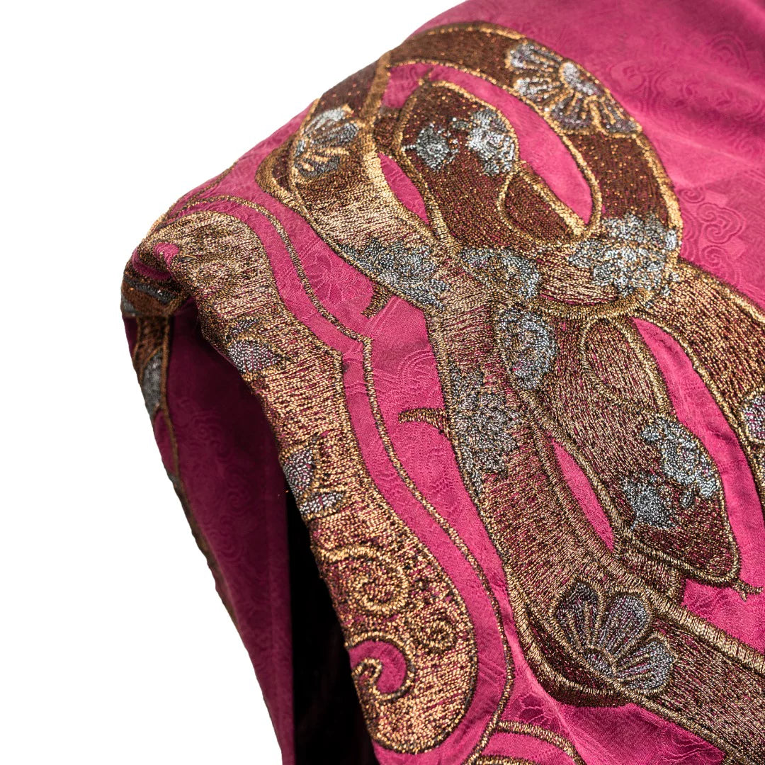 Luxury Emerald Silk Brocade Mandarin Vest-25ZW64F