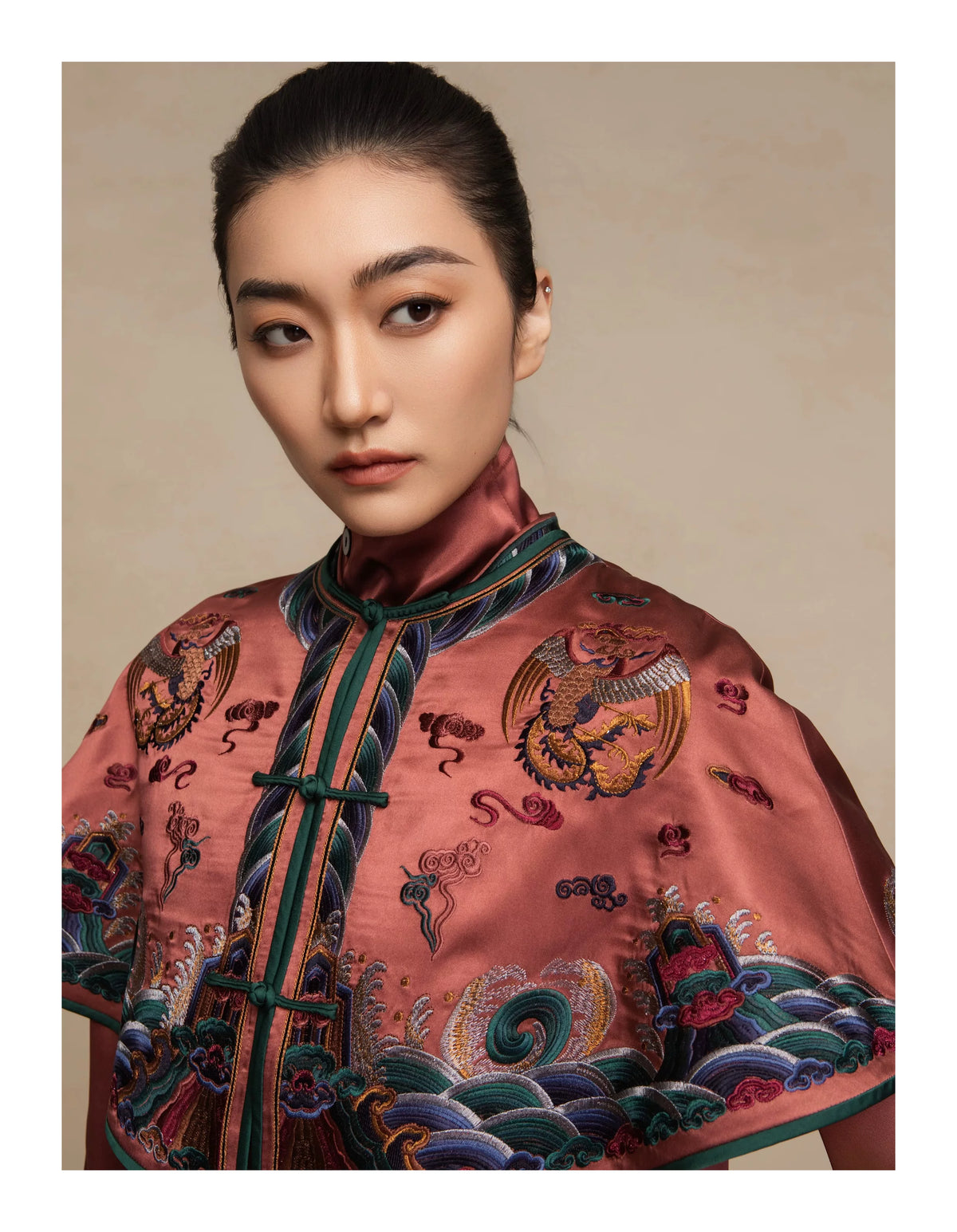 Luxury Pink Rainbow Cloud Silk Capelet-26ZMJ6276