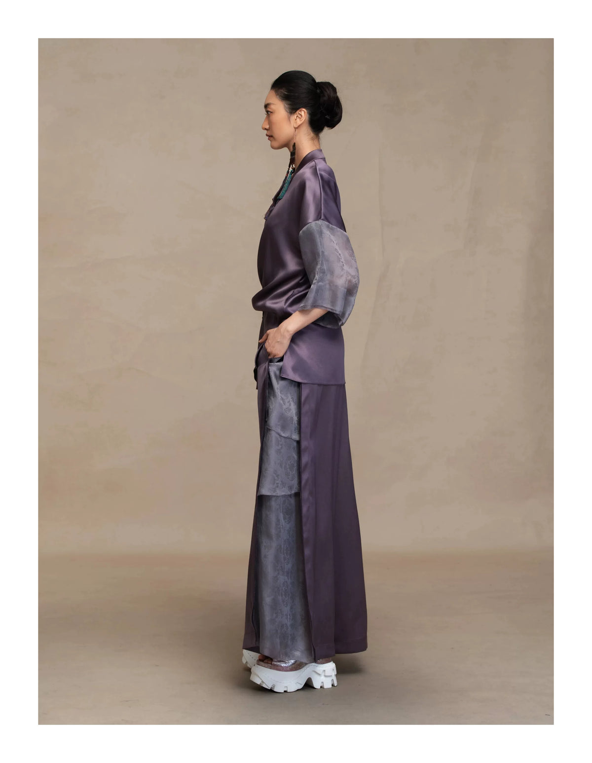 Luxury Spliced Silk Palazzo Pants- 26Y07901