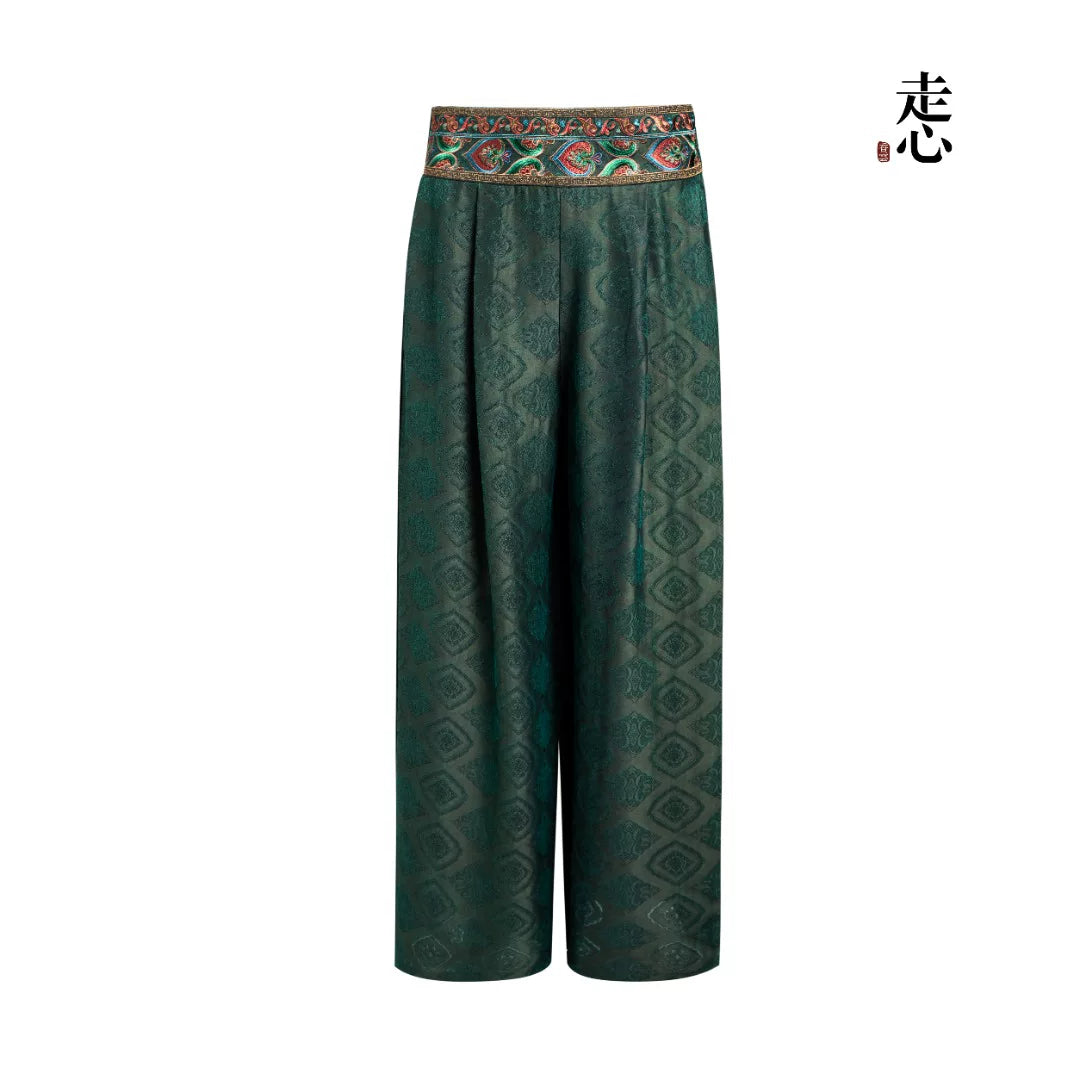 Luxury Dunhuang Silk Wide-Leg Pants-26ZW033F