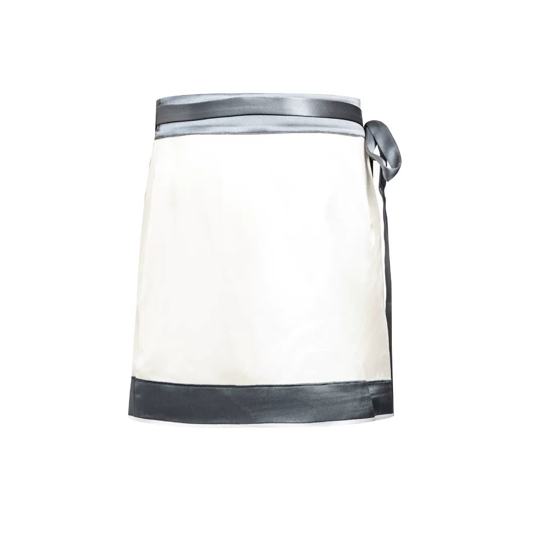 Luxury Ivory Silk Peony Wrap Mini Skirt- 26ZDQ6546