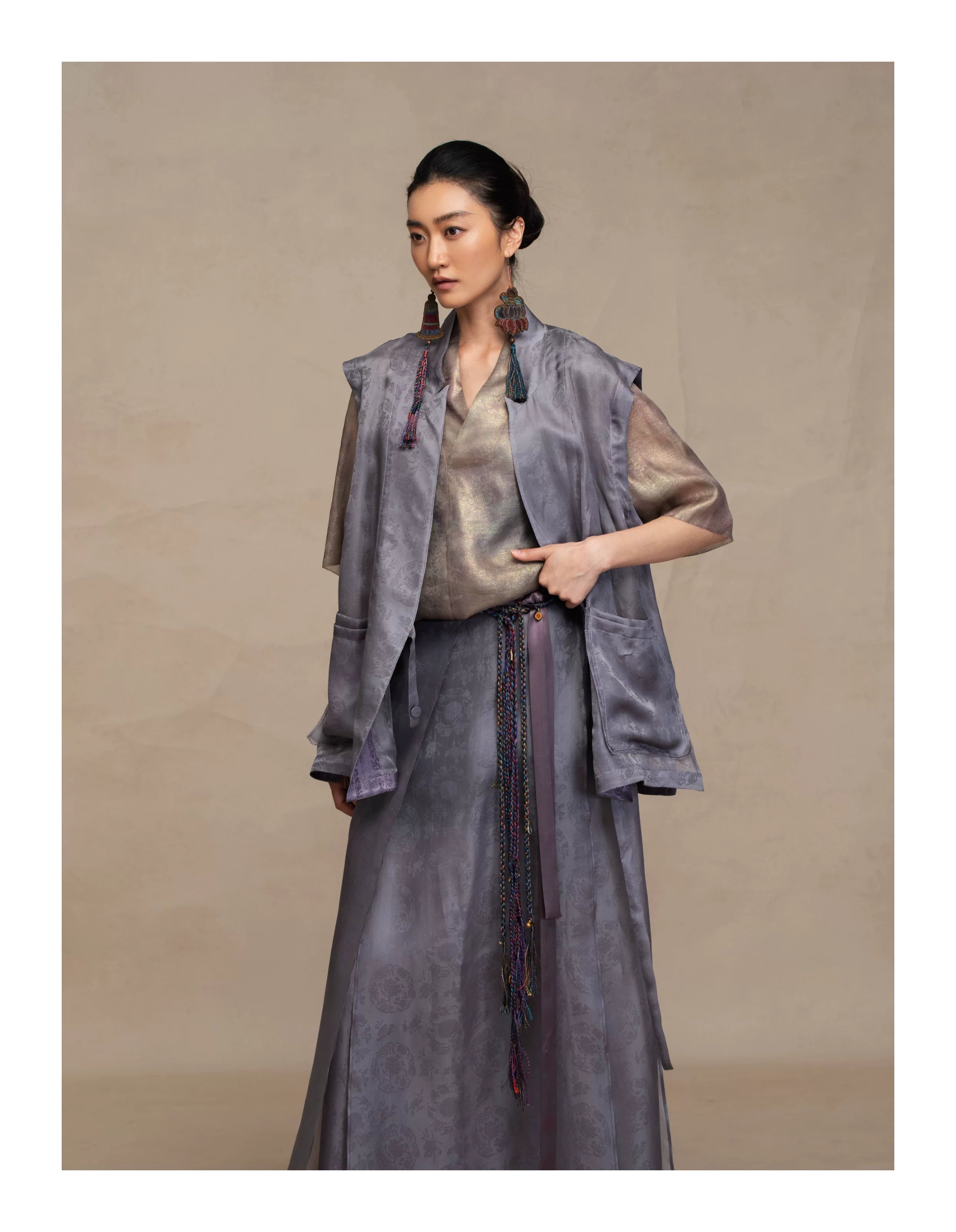 Luxury Silk Organza Crossover Wrap Vest- 26Y10101