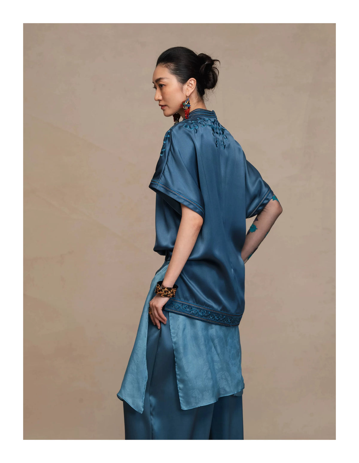 Luxury 60 Momme Silk Phoenix Top- 26ZCS6670