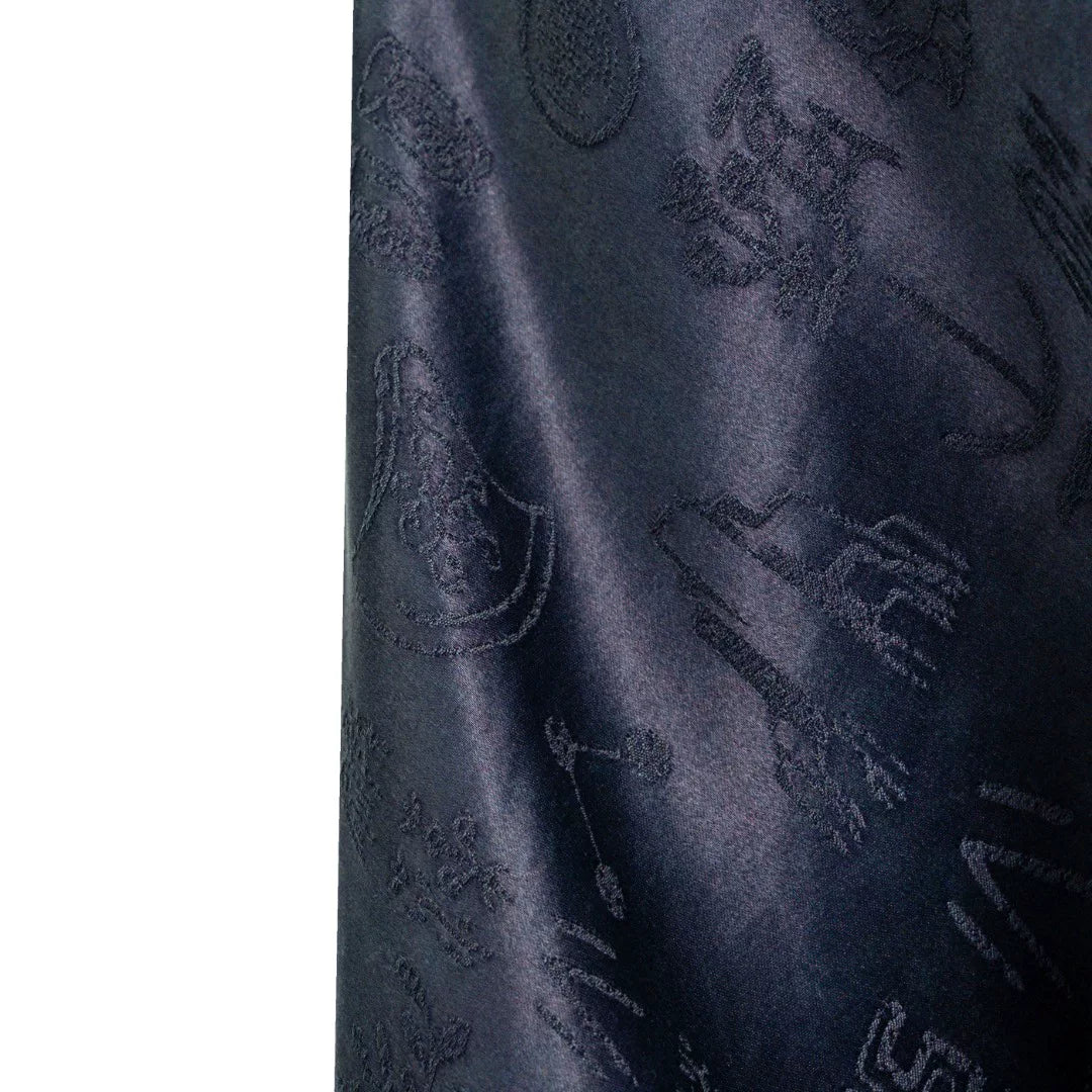 Luxury Black 12 Ornaments Silk Tunic Top-26Z76212159
