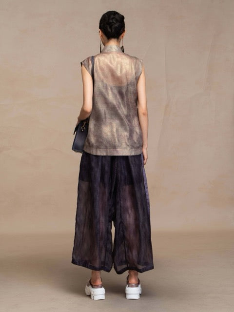 Luxury Aureole Gold Wrap Vest - Smoky Amethyst-26Z76116649