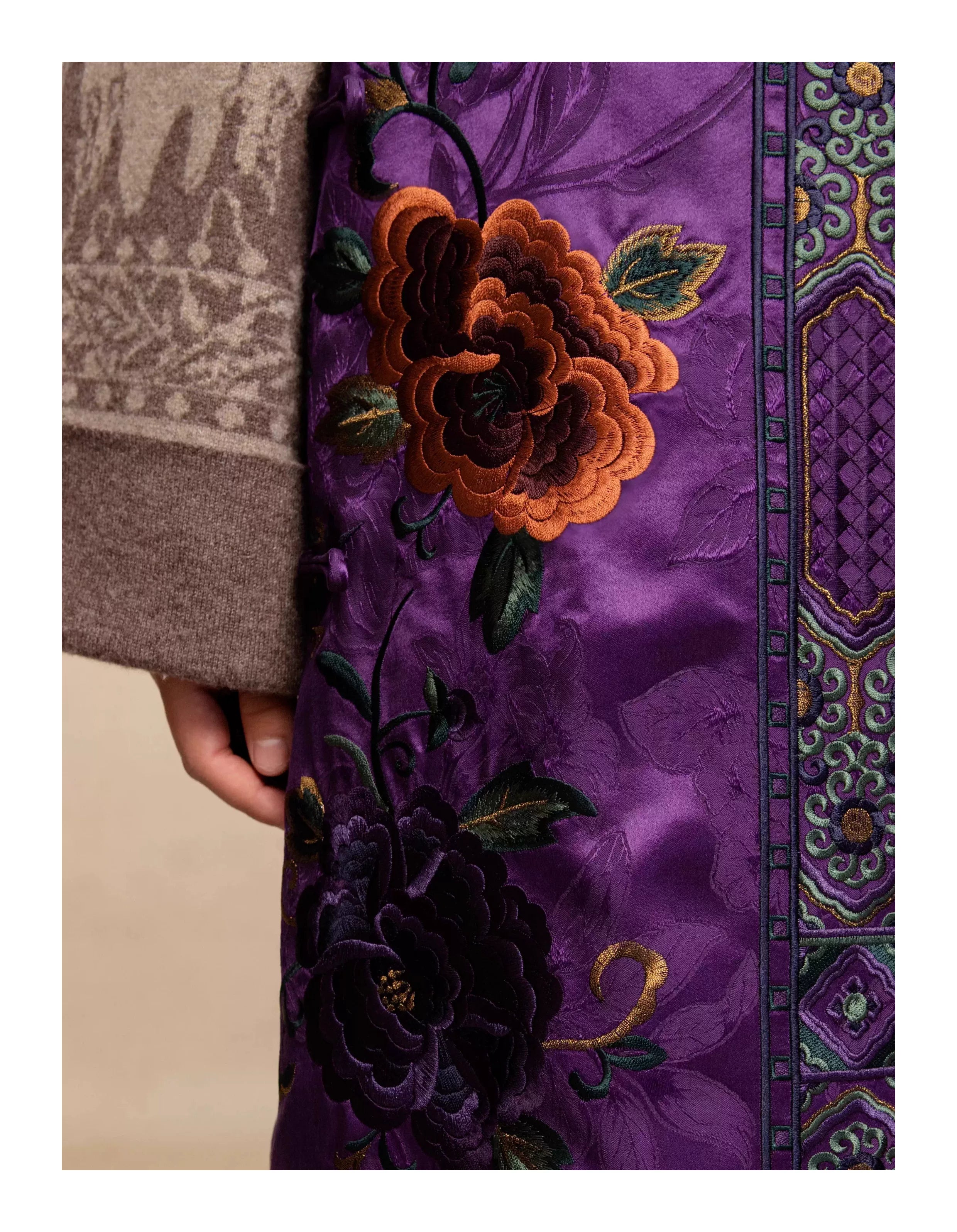 Luxury Imperial Violet Silk Cheongsam Dress-25ZMJ6092