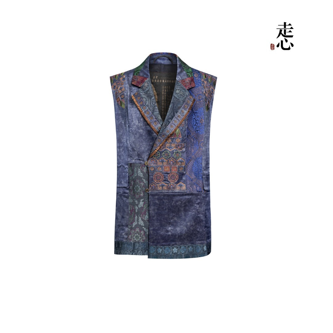Porcelain Blue Silk Vest—25Z08701