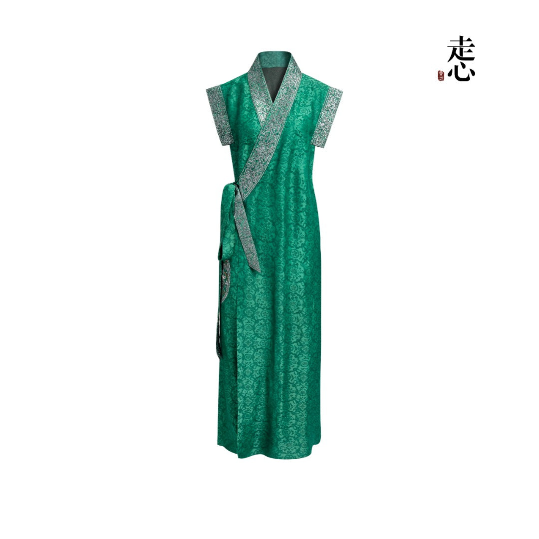 Goldwork Embroidered Sleeveless Robe Dress--25ZW92F