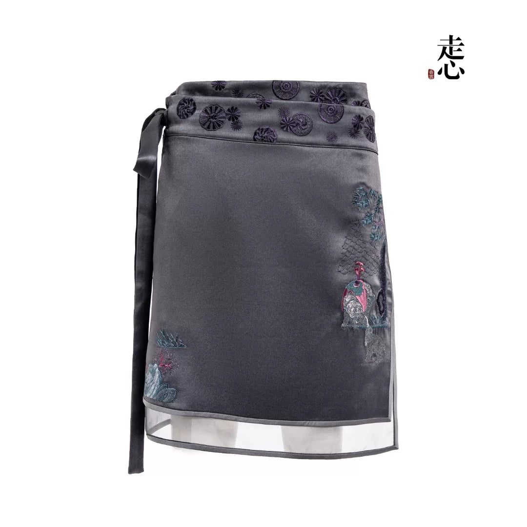 Luxury Twelve Ornaments Silk Wrap Skirt-26ZDQ6634