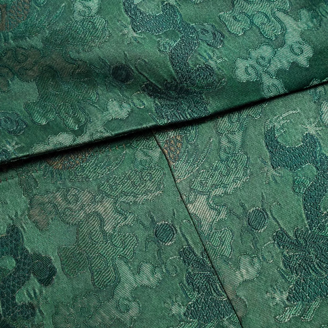 Luxury Jade Heavy Silk Wrap Palazzo Pants-25ZX9194