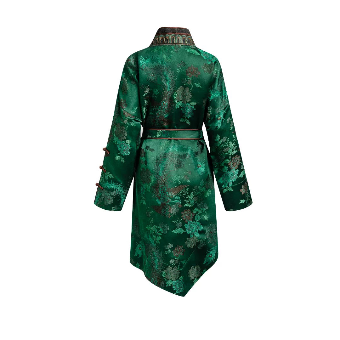 Luxury Emerald Song Brocade Wrap Dress-26Y00111