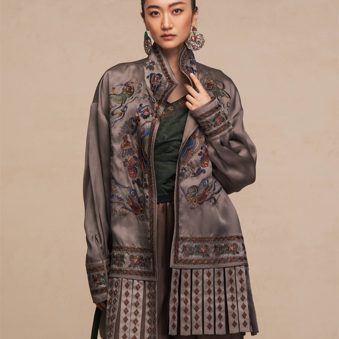 Luxury Dunhuang Lotus Silk Kimono Coat-26ZWT6302