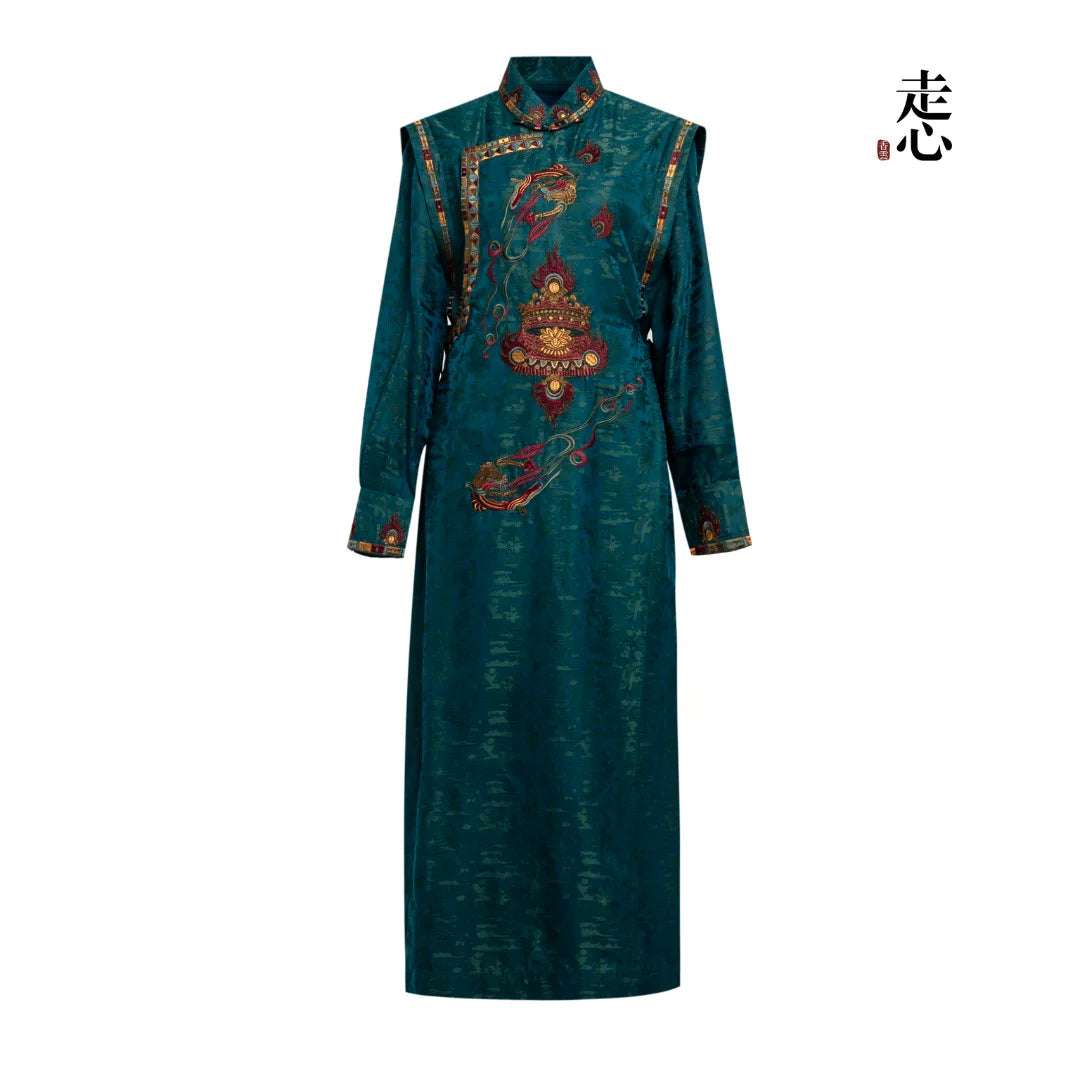 Luxury Red Silk Dunhuang Canopy Maxi Dress-26M66054