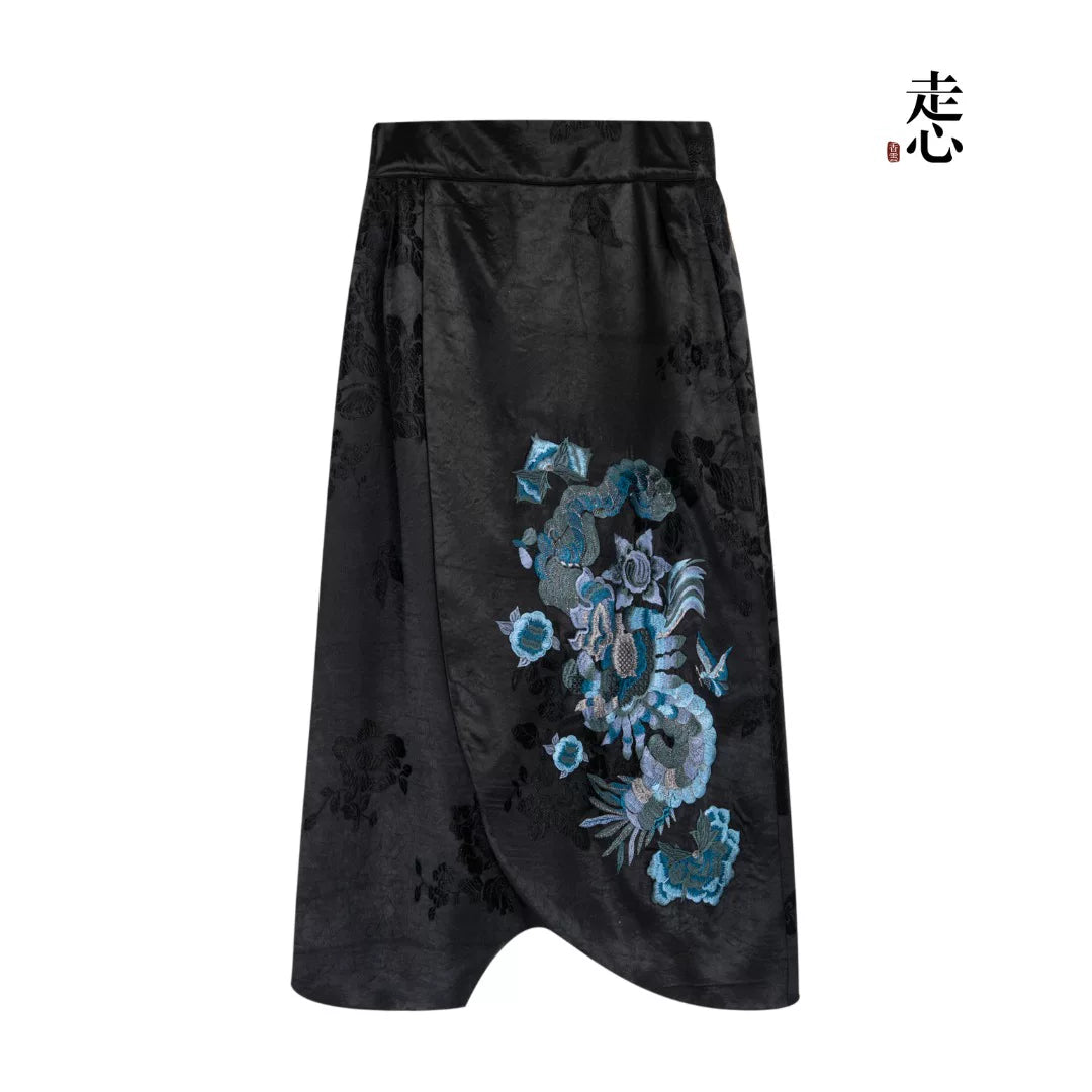 Luxury Black Luoyue Silk Drop Crotch Pants-26Z143M