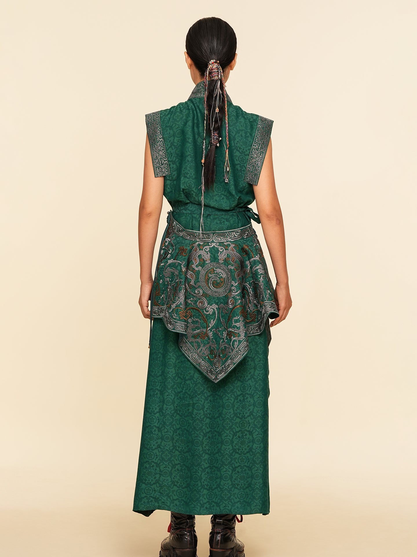 Goldwork Embroidered Sleeveless Robe Dress--25ZW92F