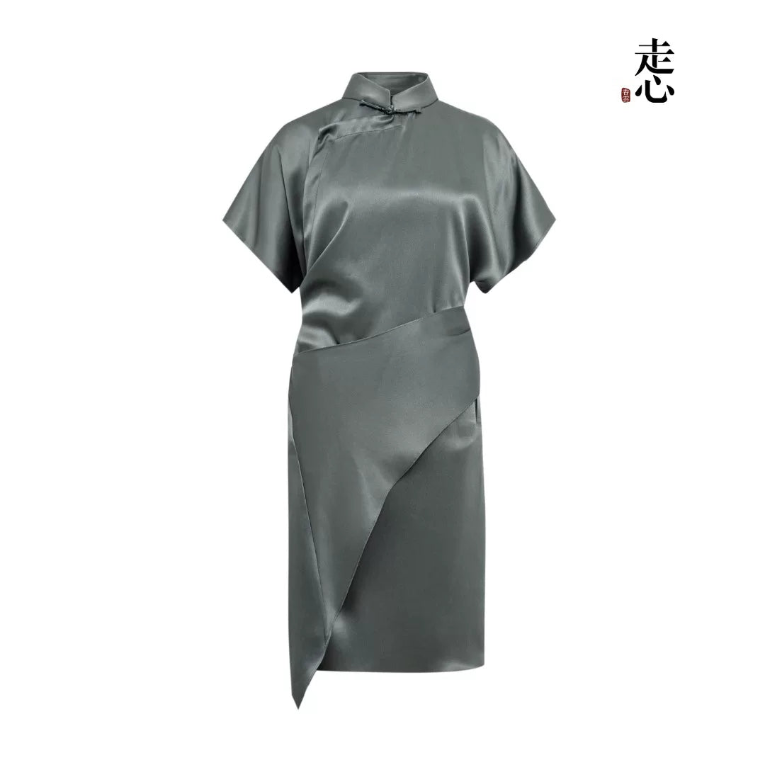 Luxury Lavender Heavy Silk Midi Dress-26M66139