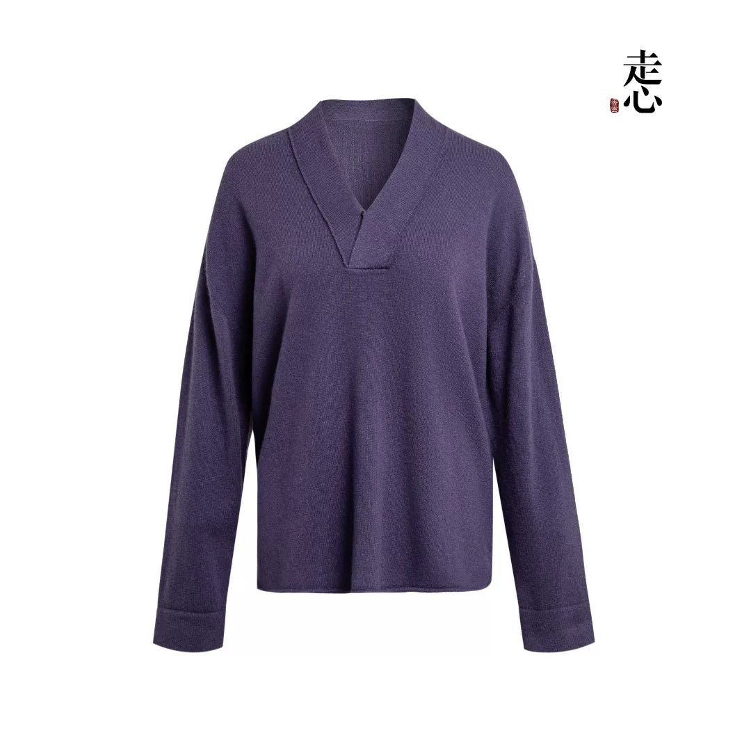 Luxury 290g Pure Cashmere V-Neck Sweater-26ZX2606