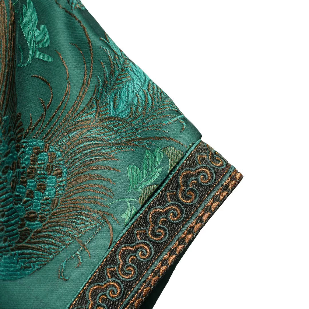 Luxury Emerald Song Brocade Wrap Vest-26Y01121